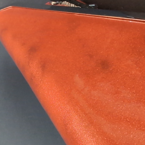 Sourpuss Womans Orange Faux Leather Retro Style Clutch. - Picture 7 of 12